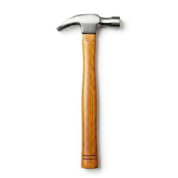A hammer with a wooden handle isolated on white photo