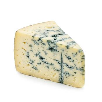 A block of blue cheese isolated on white photo