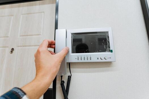 Installing a modern intercom system in residential homes enhances communication and connectivity between neighbors, ensuring privacy and convenience for apartment and building residents photo