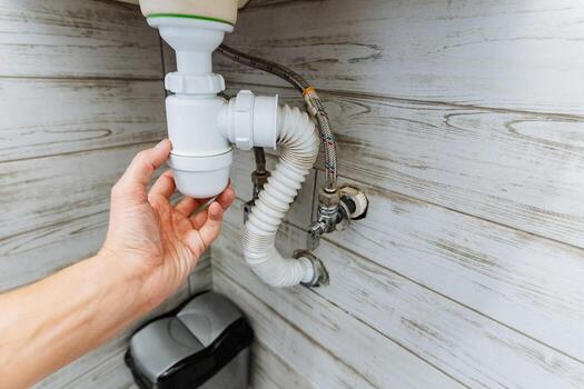 A homeowner is currently enhancing the drainage system in their kitchen by adjusting the configuration of the drain pipes and adding a Ptrap along with a flexible hose for improved efficiency photo