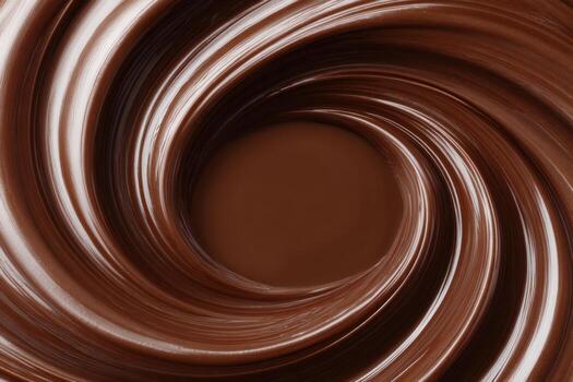 Motion chocolate wave creates a rich, glossy texture surrounding an empty center, inviting creativity and culinary inspiration for various design projects photo