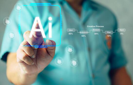 Engineer for ease of engage artificial intelligence technology help people to work. Business, modern technology, internet and networking concept. photo