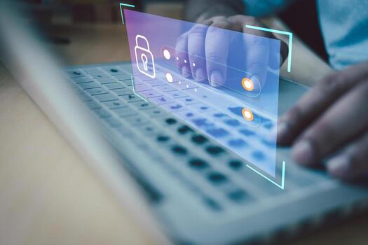 Login and password, User type login and password, Keeping user personal data safe, Cybersecurity, Information security. photo