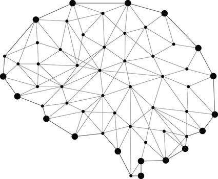 Polygonal human brain or artificial intelligence concept. Neural network isolated on transparent background vector