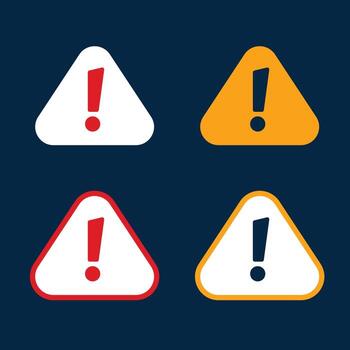 Warning, precaution, attention, alert icon, set exclamation mark in triangle shape vector