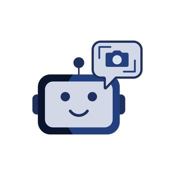 Vision recognition mode icon showing an ai assistant with camera and detection box. Perfect for computer vision, object detection, and smart recognition technology concepts. vector