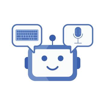 Voice and text input mode icon featuring an ai assistant with microphone and keyboard symbols. Great for smart assistant ui, multimodal interface design, and ai communication tools. vector