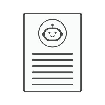 AI summary mode icon showing a digital assistant condensing multiple messages into short summary lines. Perfect for productivity apps, ai summarization tools, and chat automation designs. vector