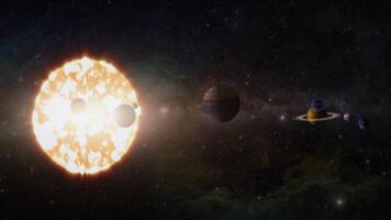 de sol- systemet med flera olika planeter kretsande i Plats. video
