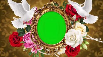 A frame with two doves and roses video