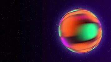 brillante esfera giratorio con partículas en oscuro antecedentes. sin costura futurista lazo animación video