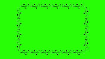 Hand gezeichnet Blumen- wackelig Rand Rahmen auf Grün Hintergrund 03 video