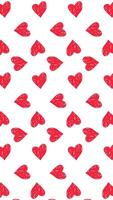 Abstract cute love doodle seamless pattern animation with white valentine heart theme portrait background video