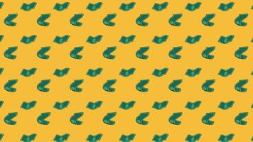 dollaro fatture modello animazione su giallo sfondo nel piatto 3d stile. in movimento denaro contante modello ciclo continuo per finanza, attività commerciale, e risparmi temi. verde denaro contante icona movimento ciclo continuo nel luminosa pop arte. 4k video