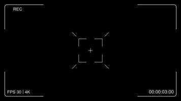 filmiska kamera inspelning ram täcka över för redigering och animation. modern videokamera sökare hud i minimal digital stil. digital kamera hud täcka över med rec indikator och tidskod video