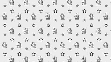Chess knight with star and light seamless loop animation background for creative visual. Horse piece pattern background loop animation. Knight figure chessman motif motion graphic wallpaper. 4K video