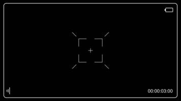 skärm ram gränssnitt med fokus korsa och batteri indikator. kamera inspelning täcka över med hud och timer för redigering. filmiska inspelning ram med modern hud element och fokus guide video