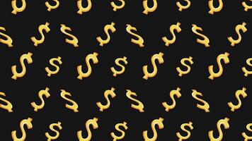 i soldi simbolo modello ciclo continuo nel 3d d'oro piatto per investimento. rotante dollaro icona per movimento sfondo. ricco i soldi dollaro modello sfondo movimento. oro moneta segni nel animato ciclo continuo. 4k video