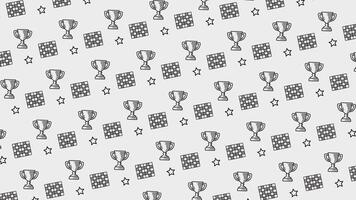 Chessboard with trophy and star seamless loop animation background for creative visual. Chess game board with cup pattern background loop animation. Chess game motif motion graphic wallpaper. 4K video