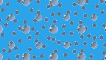 floating soap bubbles seamless background animation. blue sky bubble animation texture with glossy transparent spheres. realistic floating bubbles pattern for motion backgrounds and video