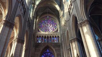 Reims catedral rosa janelas e colunas fevereiro 3 2025 video