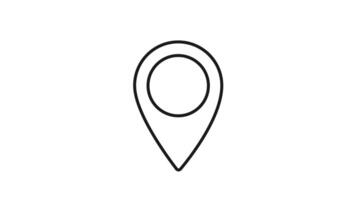 Minimalist looped animation of a location pin in outline icon style. 4k motion design for map, GPS, direction, destination, and navigation visuals, useful for UI and interface themes. video