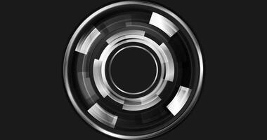 Black and metallic glossy circles gears abstract tech motion background video