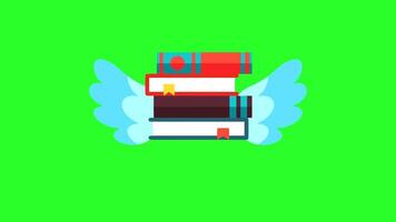 Stack of Books with Wings Symbolizing Learning and Imagination video