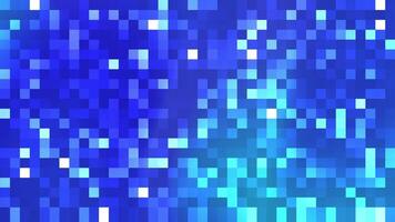 Blue pixelated digital abstract background shows vibrant geometric pattern with glowing squares, suitable for technology, wallpaper, or modern web design projects. video
