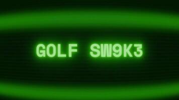 gammal grön TV skärm som visar text golf gunga visas i slumpmässig tekniskt fel och kodning stil video