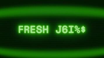 vecchio verde tv schermo mostrando testo fresco succo apparendo nel casuale problema tecnico e codifica stile video