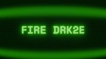 gammal grön TV skärm som visar text brand borra visas i slumpmässig tekniskt fel och kodning stil video