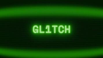 gammal grön TV skärm som visar text gl1tch visas i slumpmässig tekniskt fel och kodning stil video
