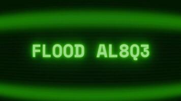vecchio verde tv schermo mostrando testo alluvione mettere in guardia apparendo nel casuale problema tecnico e codifica stile video
