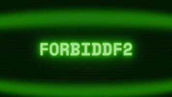 gammal grön TV skärm som visar text förbjuden visas i slumpmässig tekniskt fel och kodning stil video