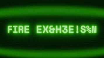 gammal grön TV skärm som visar text brand släcka visas i slumpmässig tekniskt fel och kodning stil video