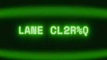 gammal grön TV skärm som visar text körfält stängd visas i slumpmässig tekniskt fel och kodning stil video