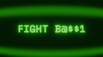 vecchio verde tv schermo mostrando testo combattimento indietro apparendo nel casuale problema tecnico e codifica stile video