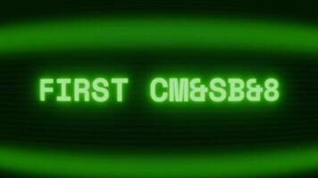 oud groen TV scherm tonen tekst eerste contact verschijnen in willekeurig glitch en codering stijl video