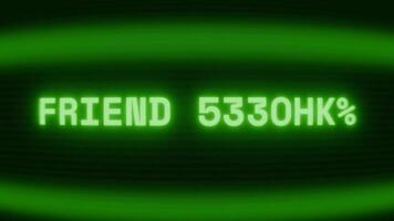vecchio verde tv schermo mostrando testo amico declino apparendo nel casuale problema tecnico e codifica stile video