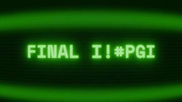 gammal grön TV skärm som visar text slutlig påverkan visas i slumpmässig tekniskt fel och kodning stil video