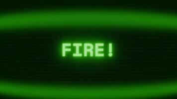 oud groen TV scherm tonen tekst brand verschijnen in willekeurig glitch en codering stijl video