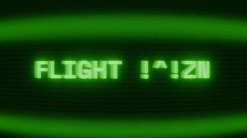 gammal grön TV skärm som visar text flyg fördröjning visas i slumpmässig tekniskt fel och kodning stil video