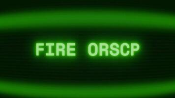 gammal grön TV skärm som visar text brand beställa visas i slumpmässig tekniskt fel och kodning stil video