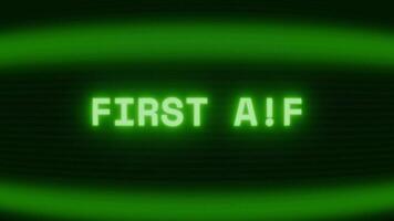 velho verde televisão tela mostrando texto primeiro ajuda aparecendo dentro aleatória falha e codificação estilo video