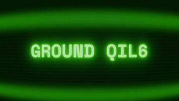 Old green TV screen showing text GROUND UNIT appearing in random glitch and coding style video