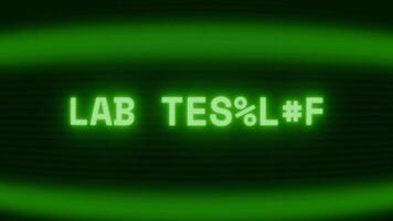 velho verde televisão tela mostrando texto laboratório teste aparecendo dentro aleatória falha e codificação estilo video