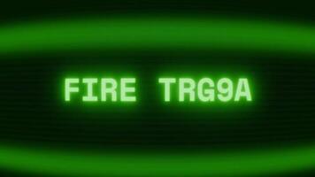 gammal grön TV skärm som visar text brand lastbil visas i slumpmässig tekniskt fel och kodning stil video