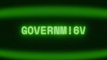 gammal grön TV skärm som visar text regering visas i slumpmässig tekniskt fel och kodning stil video