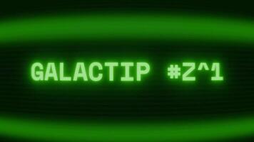 oud groen TV scherm tonen tekst galactisch koppeling verschijnen in willekeurig glitch en codering stijl video